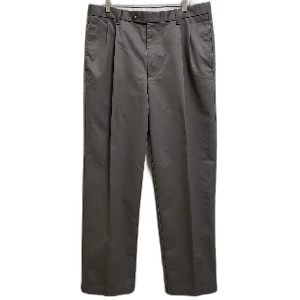 Gary Player Pants Mens 36x30 Taupe Brown Cotton Pleated Straight Golf Office